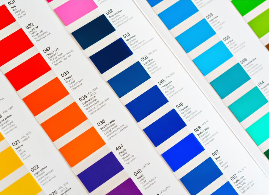 Colour swatches for choosing the powder coating colour