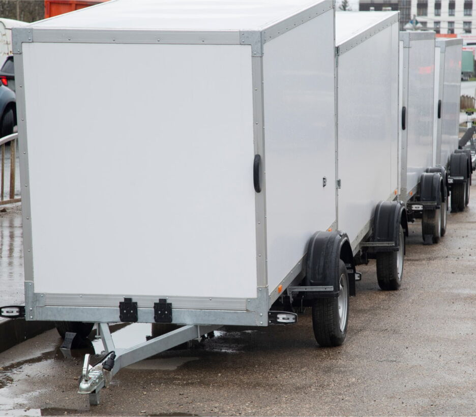 Box trailers at a trailer dealer